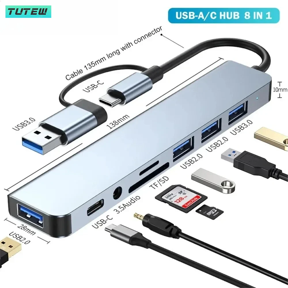 8 en 1 USB C Hub USB Splitter  - Laptop Accessories Hub reseña y precio