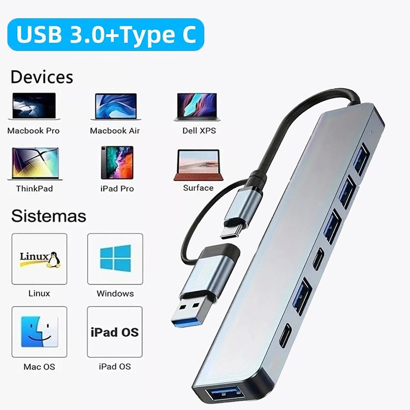 Hub USB3.0 2 en 1, extensor di - Laptop Accessories Hub reseña y precio